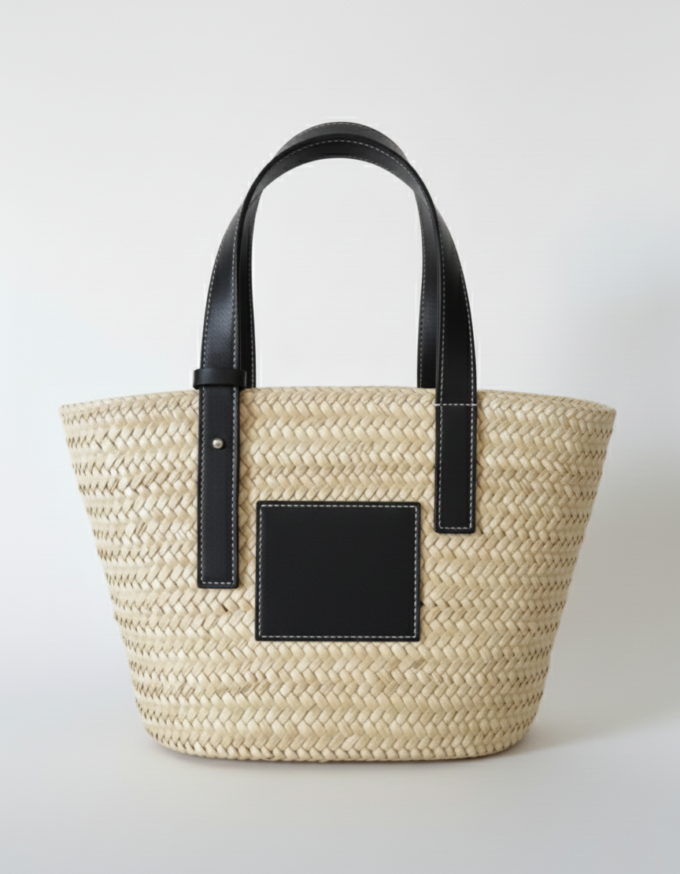 Sako — Mima Noir Sac En Palmier Et Cuir